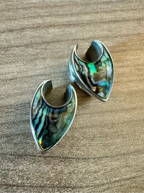 0 Gauge Abalone Shell Teardrop Tunnel Plug Earrings Weights